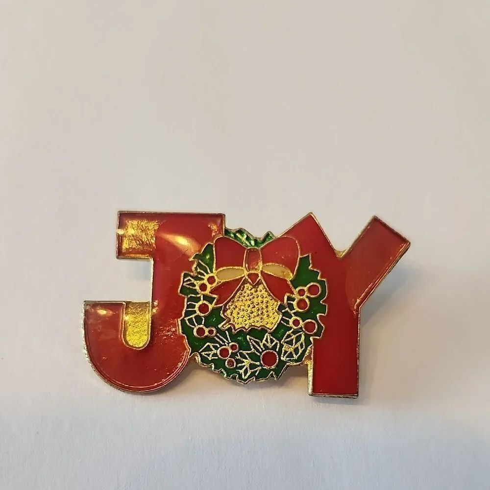 Festive Joy Holiday Pin - Red and Green